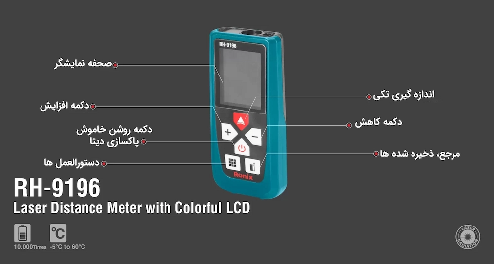 مشخصات متر لیزری 60 متری رونیکس مدل RH-9196