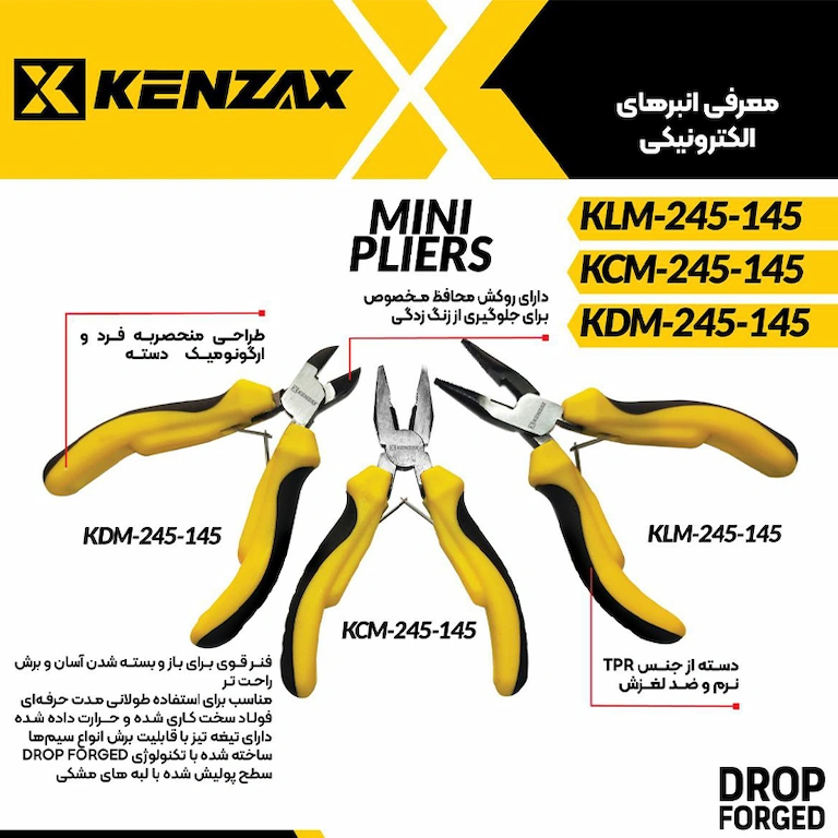 بنر معرفی انبر دست 4.5 اینچ کنزاکس مدل KCM-145