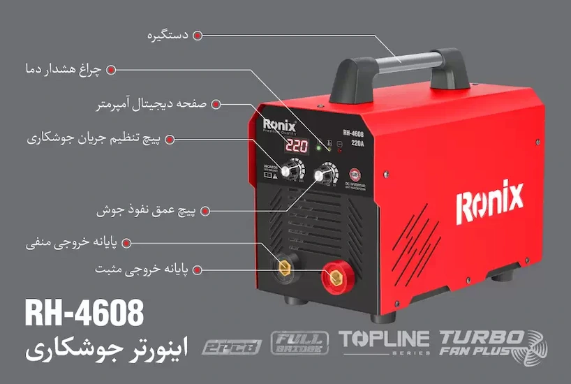 بنر مشخصات اینورتر جوشکاری رونیکس مدل RH-4608