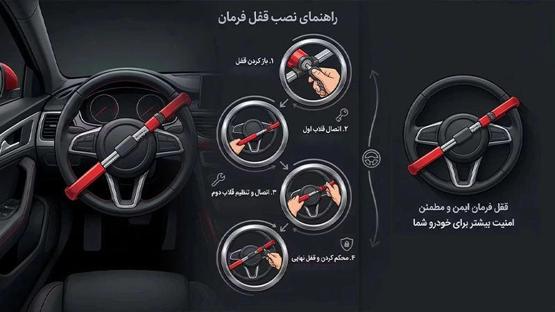 آموزش مرحله به مرحله بستن قفل فرمان
