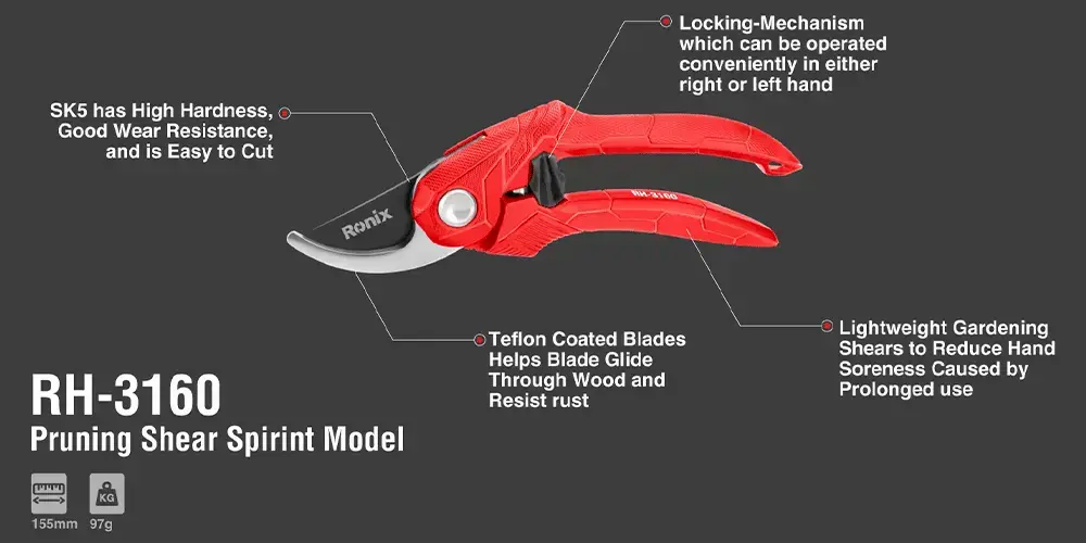 برگه راهنما قیچی باغبانی SPIRINT رونیکس مدل RH-3160