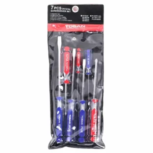 بسته بندی مجموعه 7 عددی پیچ گوشتی دسته کریستالی توسن مدل T90N-SB7S